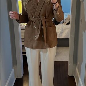 Sezane Brown Pinstripe Blazer